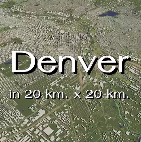 Denver USA in 20 km x 20 km - city and urban