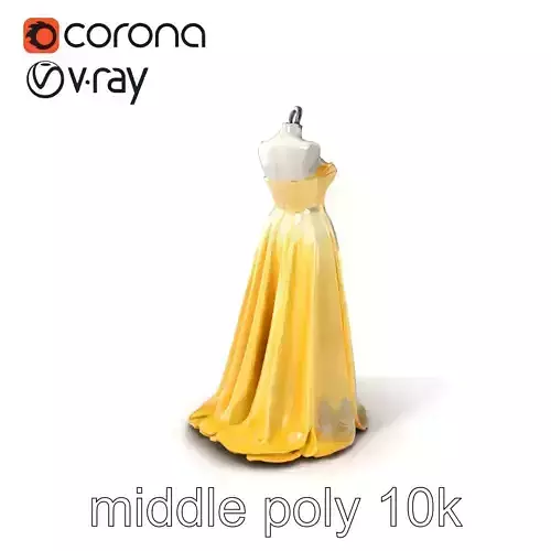 Elegant Evening Gown Mannequin Model Pack Low-poly 3D model