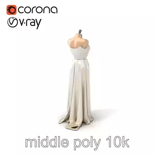 Elegant Evening Dress Mannequin Ivory Chiffon model pack