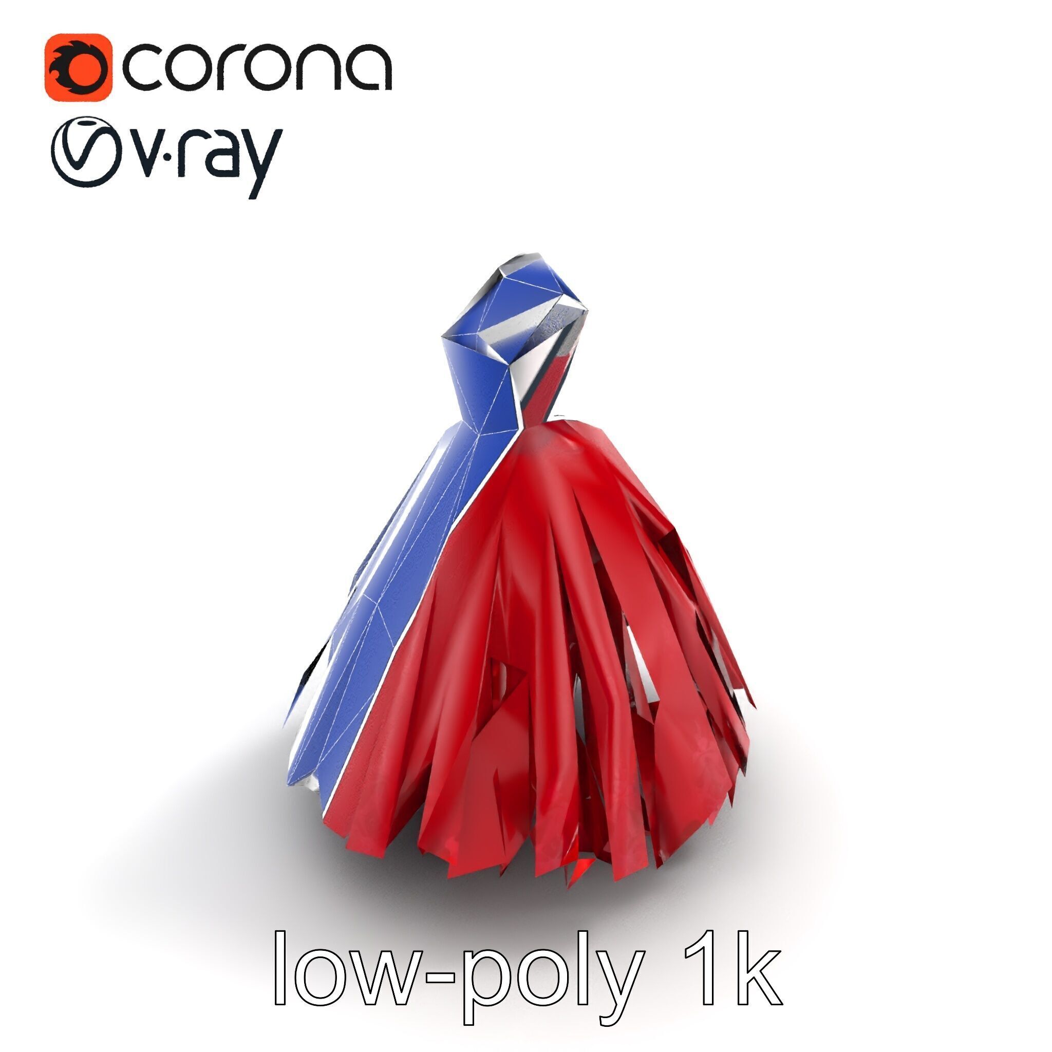 Elegant Ball Gown Deep Red Model Pack Low-poly 3D model_28