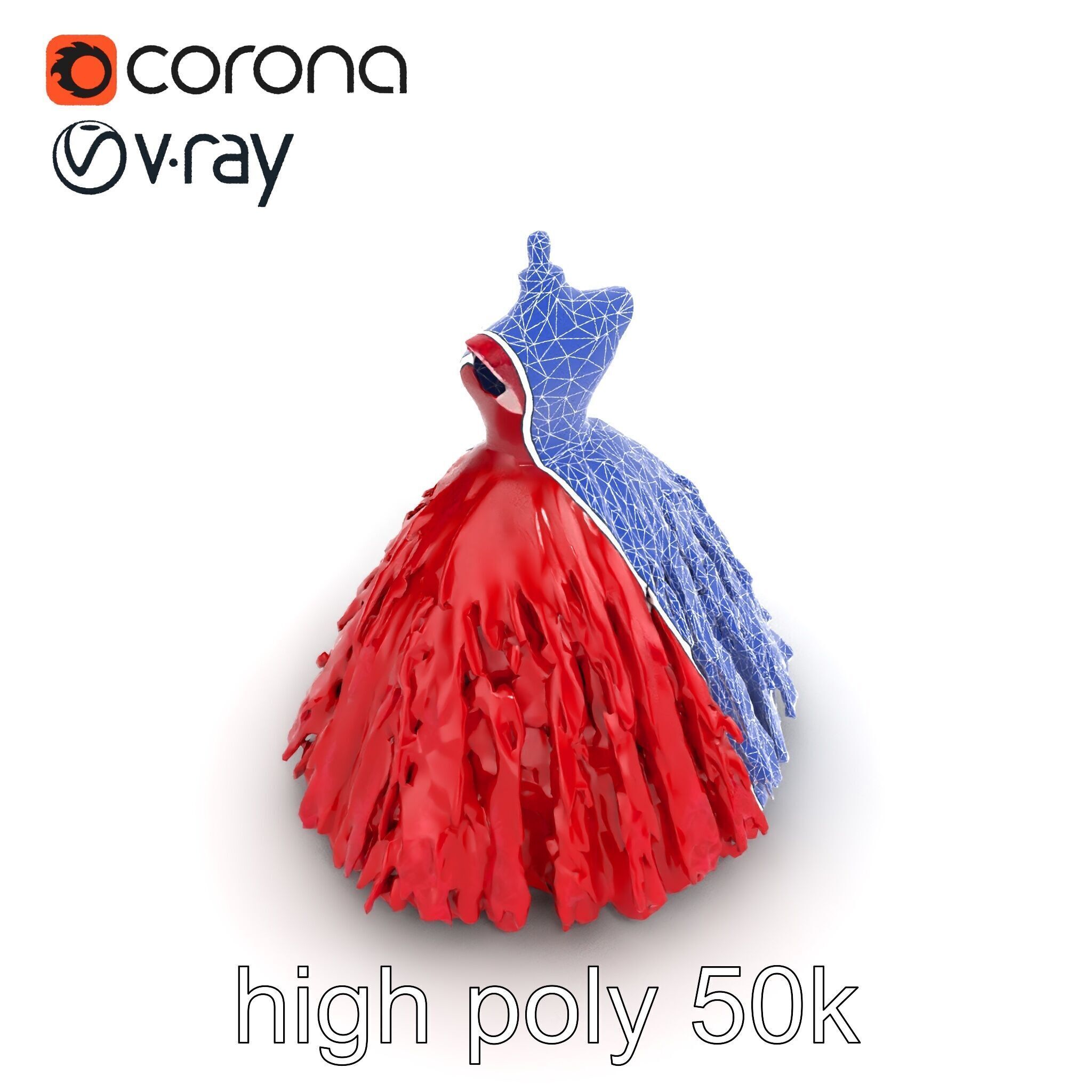 Elegant Ball Gown Deep Red Model Pack Low-poly 3D model_16