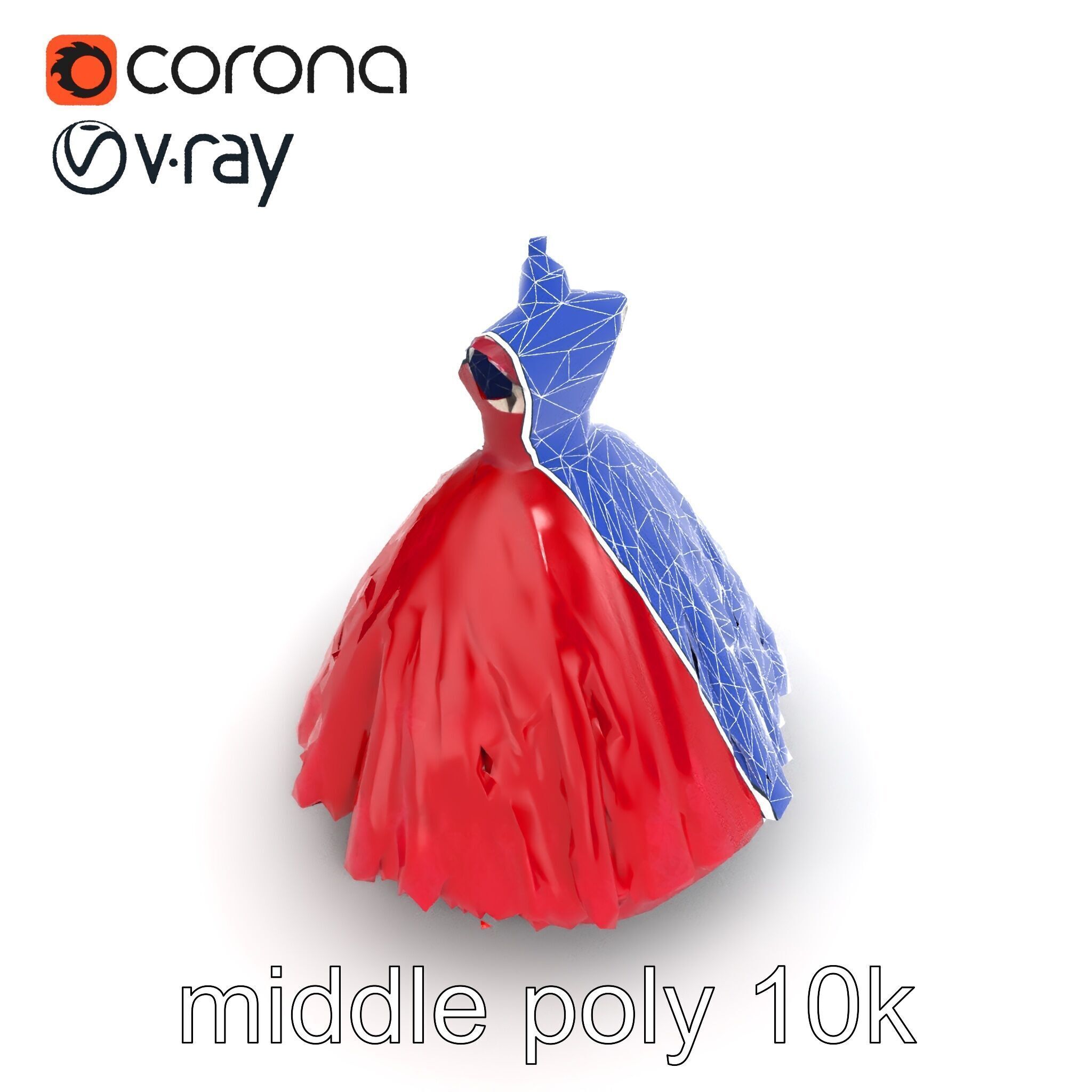 Elegant Ball Gown Deep Red Model Pack Low-poly 3D model_12