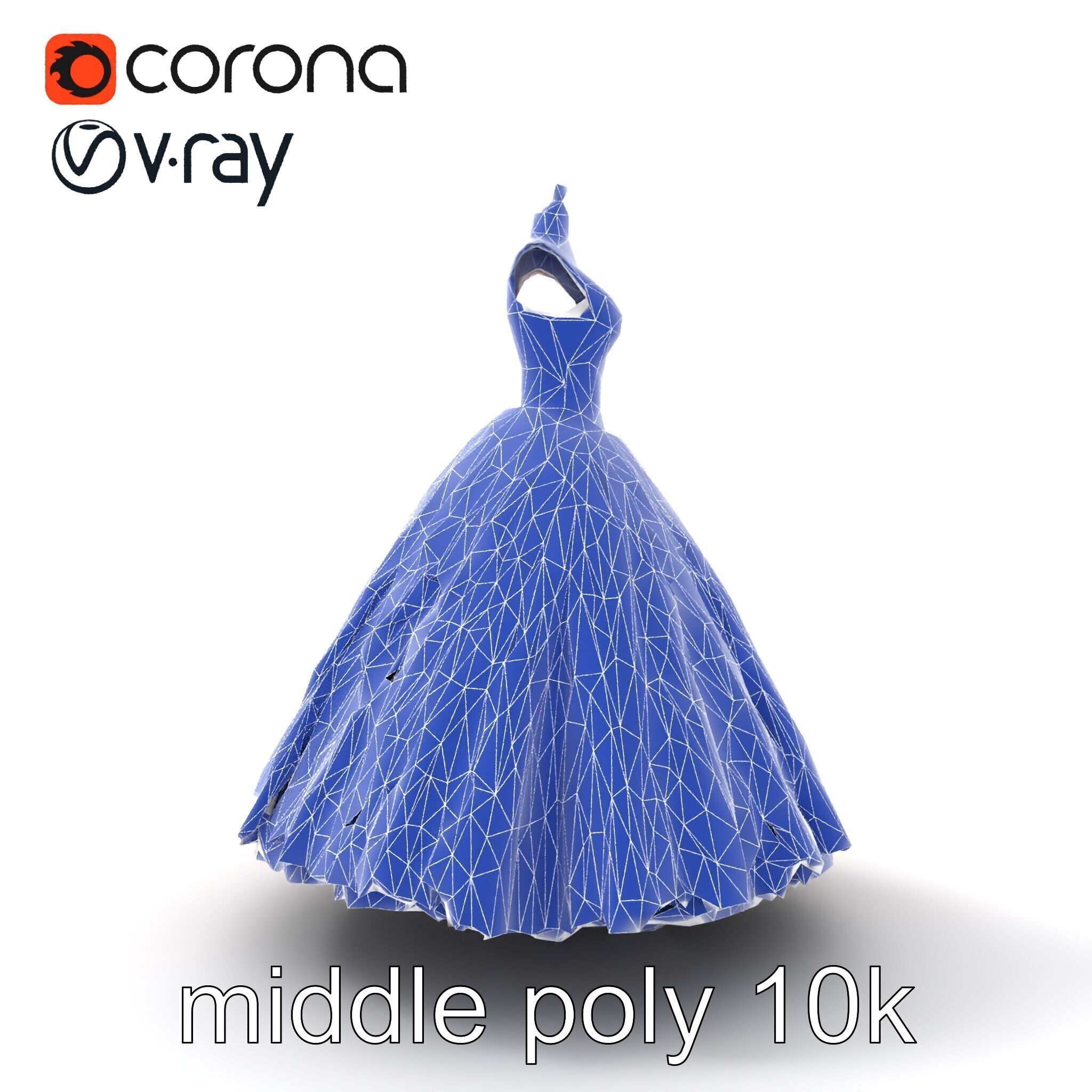 Elegant Ball Gown Deep Red Model Pack Low-poly 3D model_15