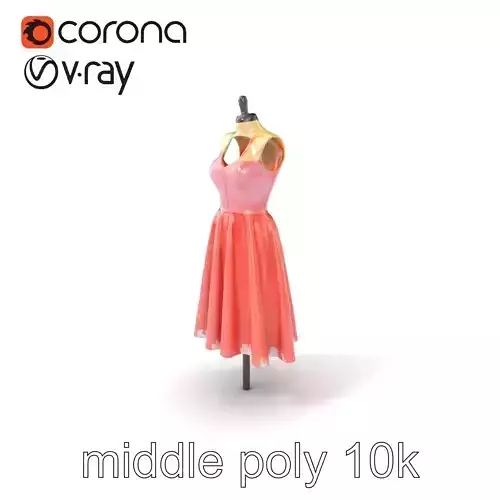 Elegant Pink Evening Dress Model Pack Low-poly 3D model