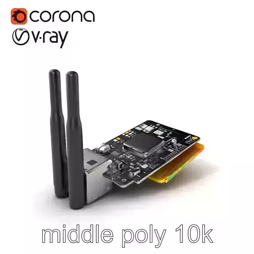 Smart Network Card Dual Antenna Model Pack Low-poly 3D model