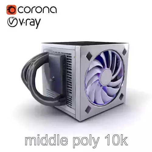 Modular Power Supply Unit with Cosmic Purple Lighting model pack Low-poly 3D model
