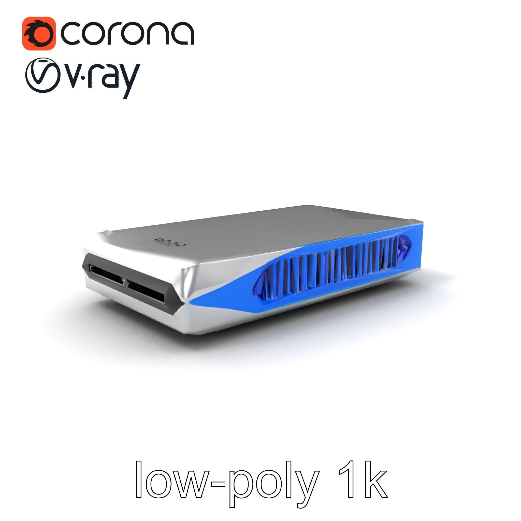 Sleek SSD Drive Anodized Aluminum Model Pack Low-poly 3D model_5