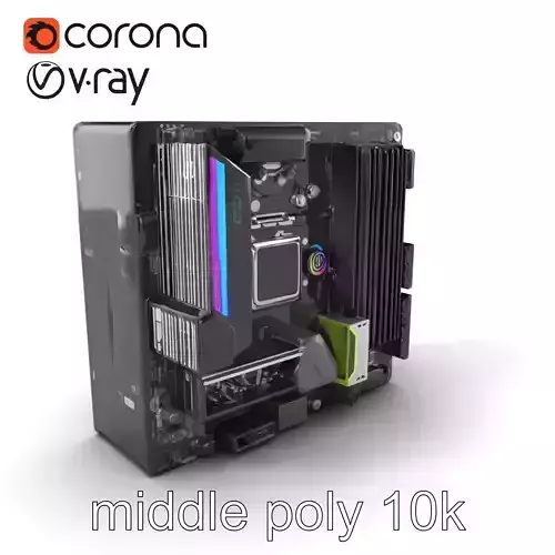 Compact Mini-ATX Motherboard with RGB Lighting model pack Low-poly 3D model