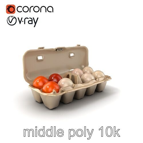 Egg Carton and Eggs Model Pack Low-poly 3D model