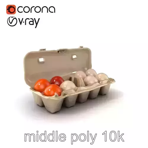 Egg Carton and Eggs Model Pack Low-poly 3D model