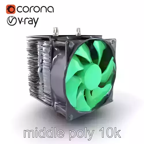 Adaptive CPU Cooler Model Pack with Minimalistic Fan Design Low-poly 3D model