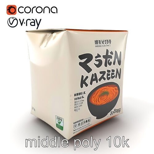Instant Ramen Noodle Package Square Block Model Pack Low-poly 3D model