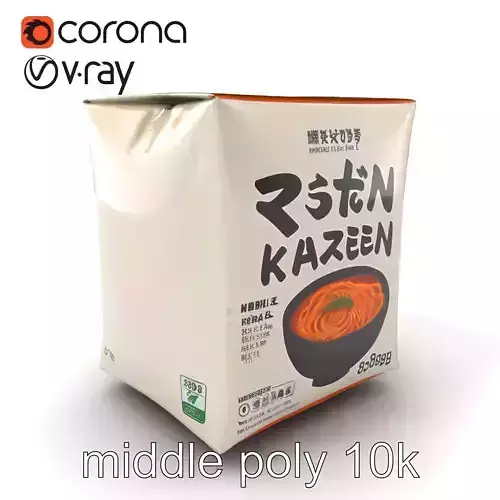 Instant Ramen Noodle Package Square Block Model Pack Low-poly 3D model