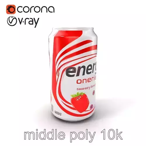 Strawberry Energy Drink Can Detailed 3D Model Pack Low-poly 3D model