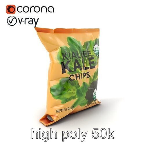 Resealable Kale Chips Pouch model pack Low-poly 3D model 3