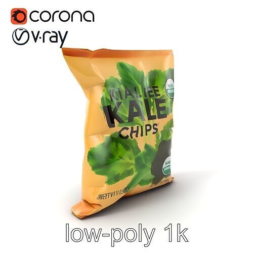 Resealable Kale Chips Pouch model pack Low-poly 3D model 5