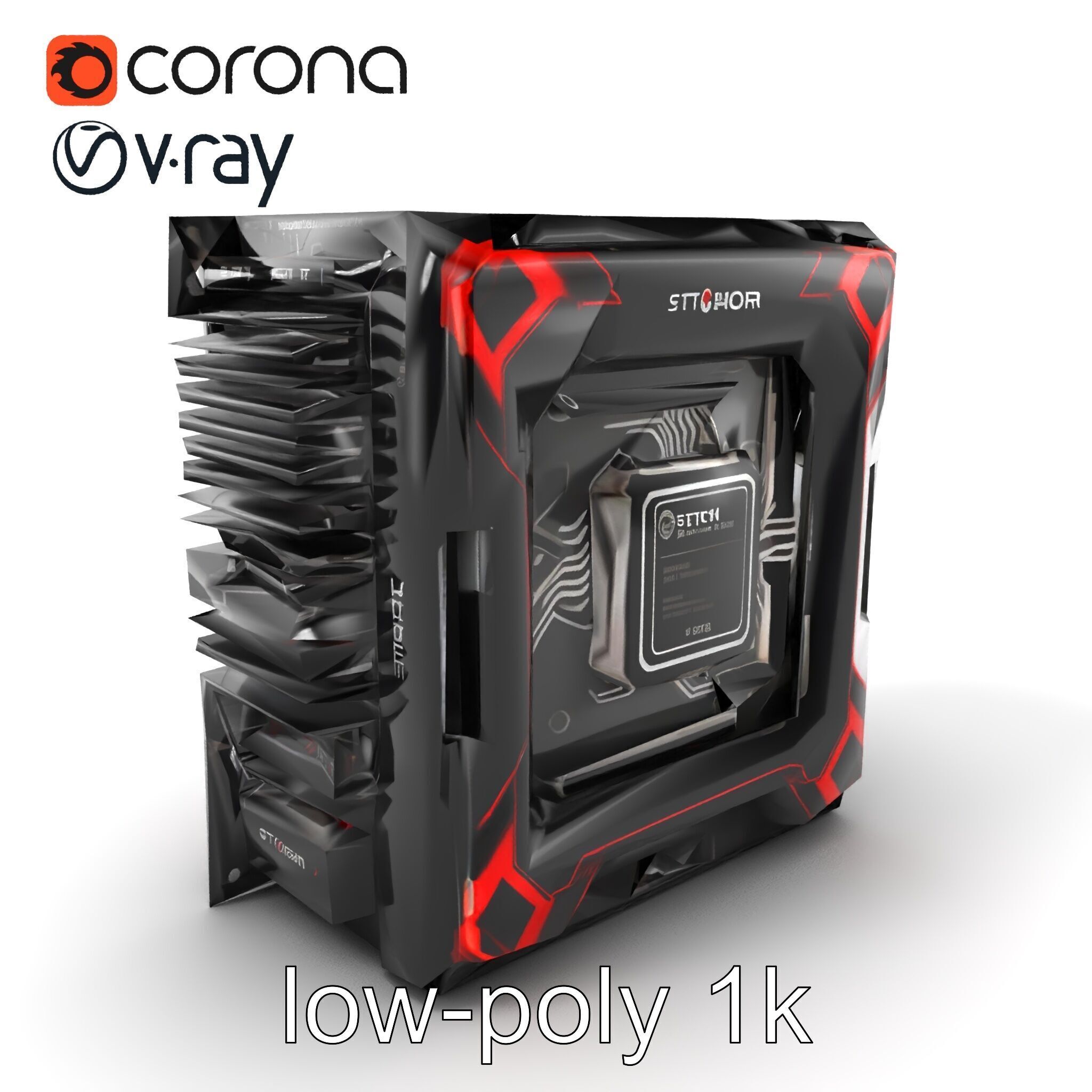 High-Performance CPU with Transparent Casing model pack Low-poly 3D model_4