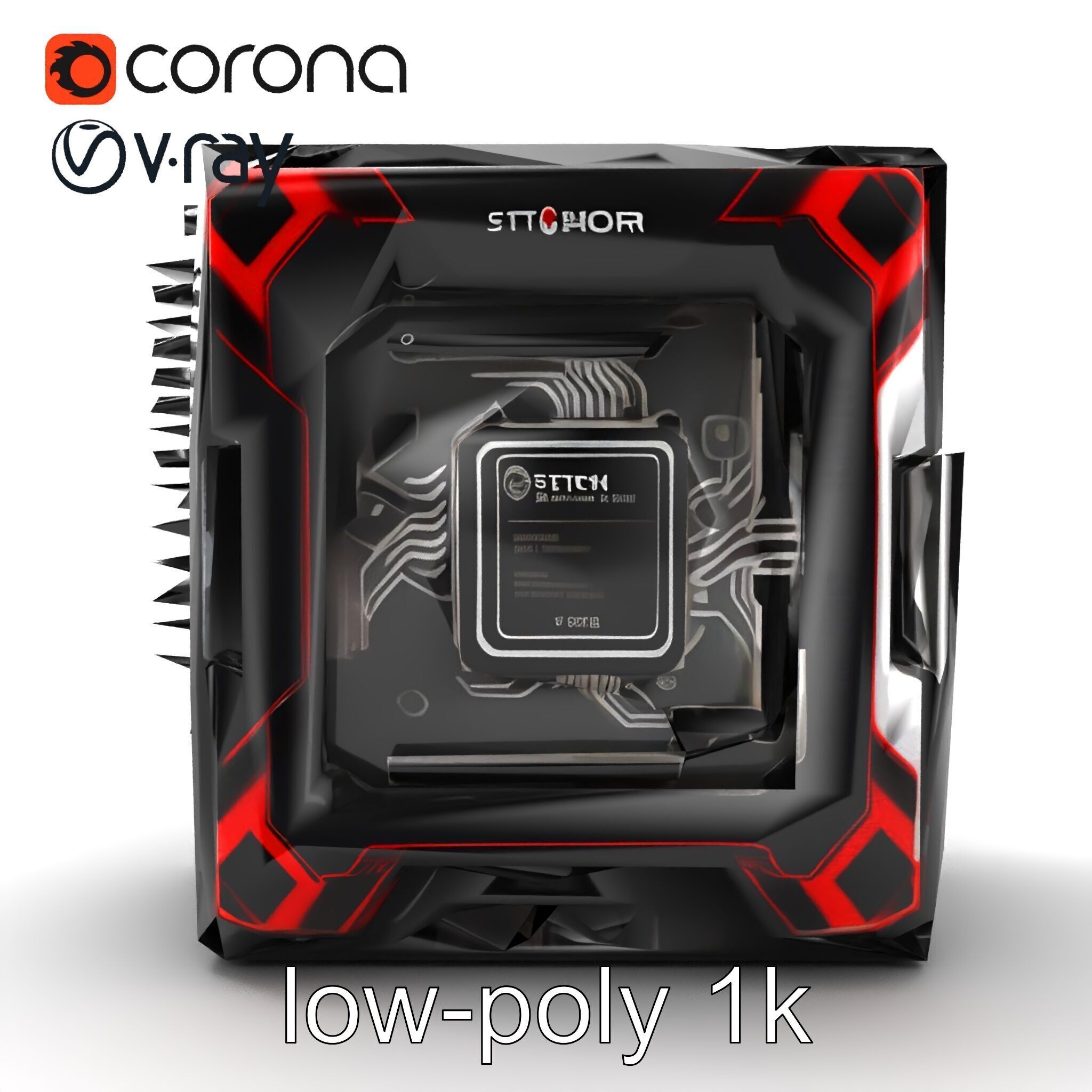 High-Performance CPU with Transparent Casing model pack Low-poly 3D model_25