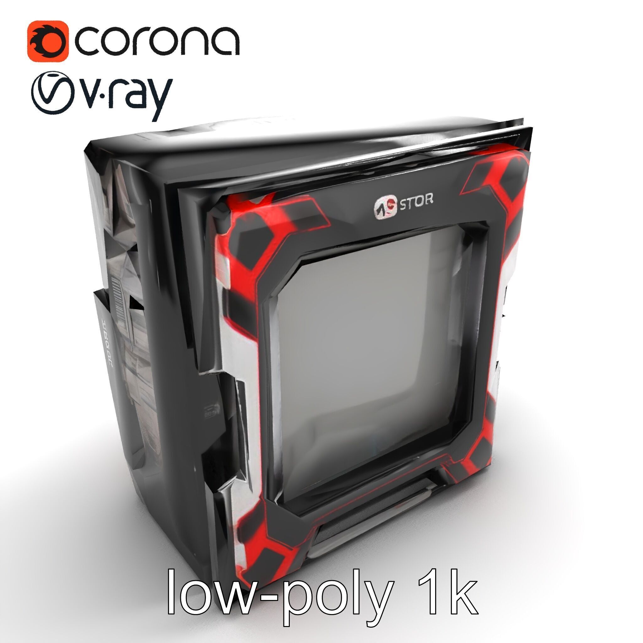 High-Performance CPU with Transparent Casing model pack Low-poly 3D model_8