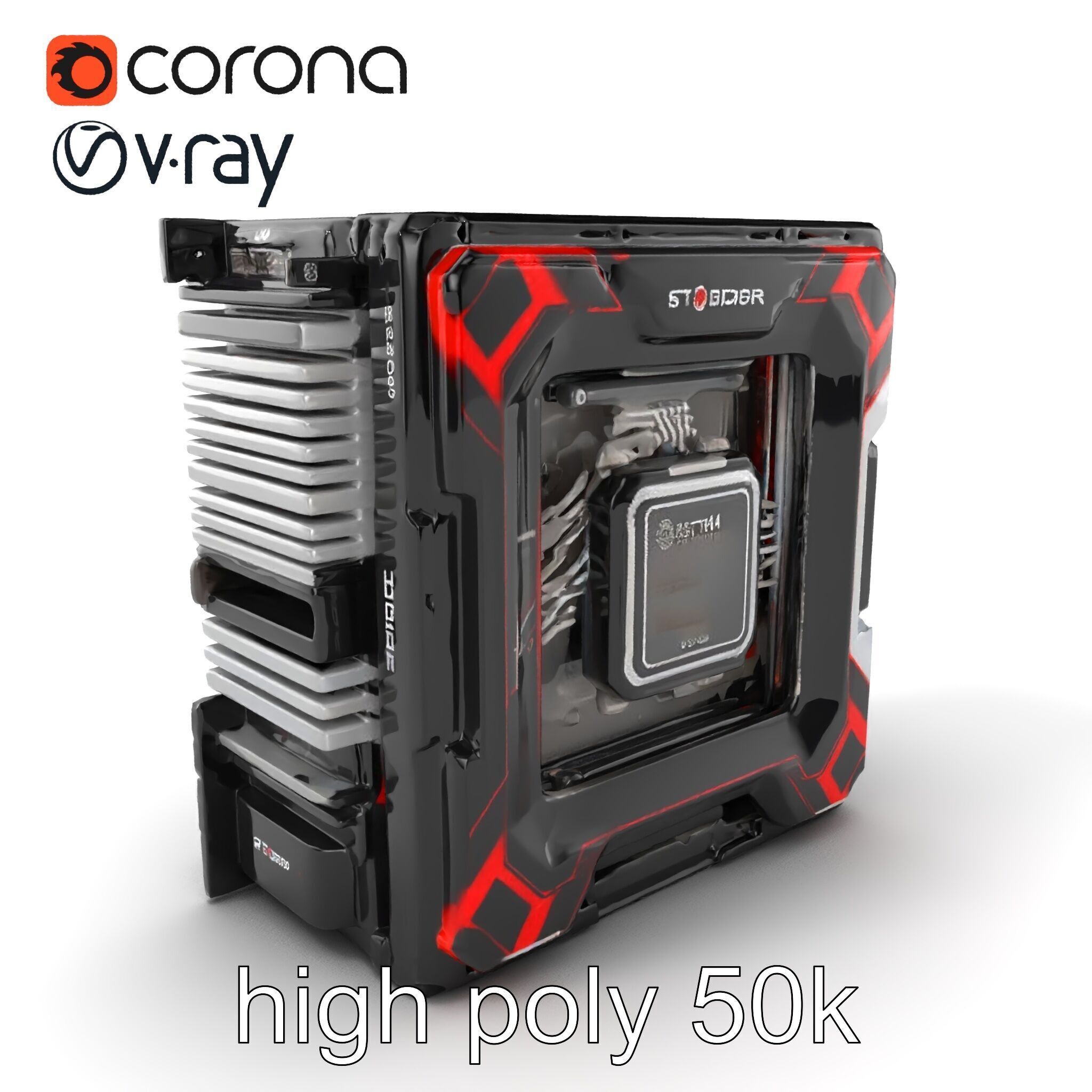 High-Performance CPU with Transparent Casing model pack Low-poly 3D model_2