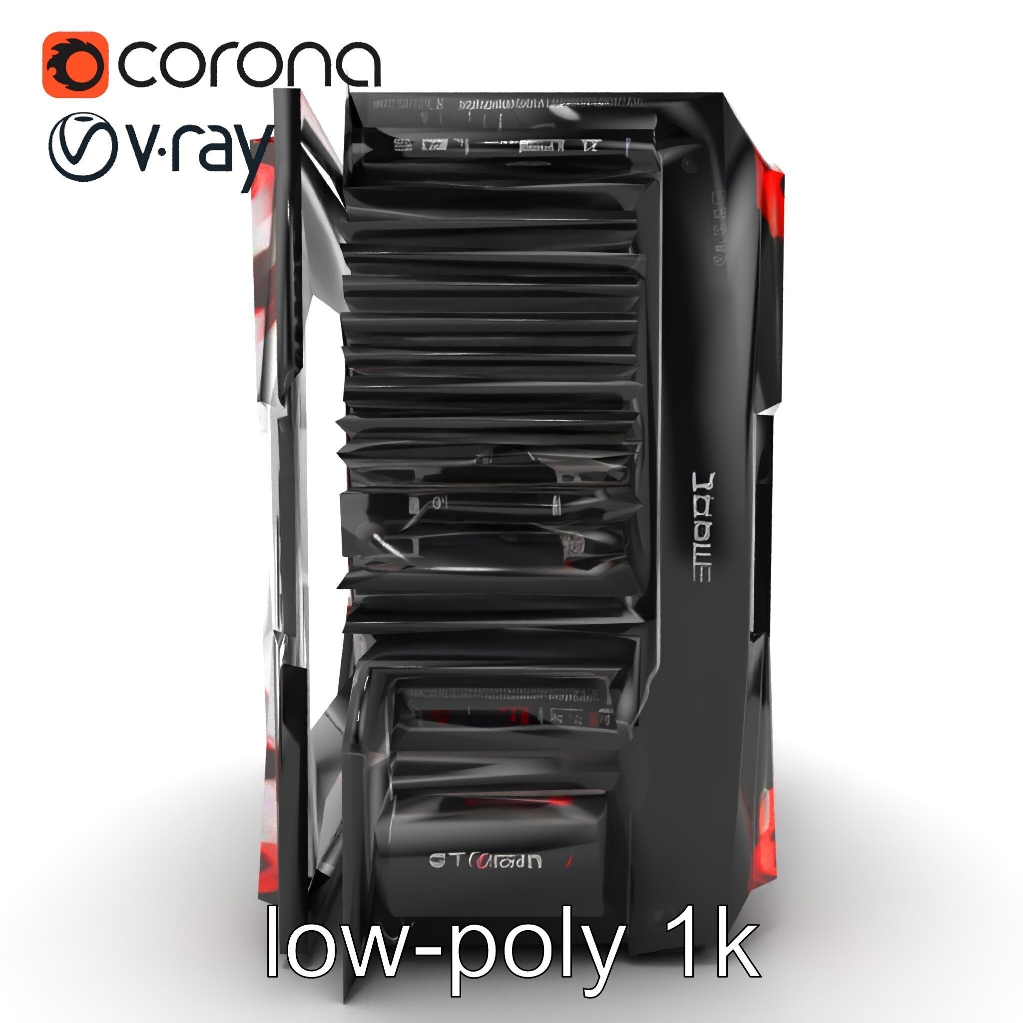 High-Performance CPU with Transparent Casing model pack Low-poly 3D model_12