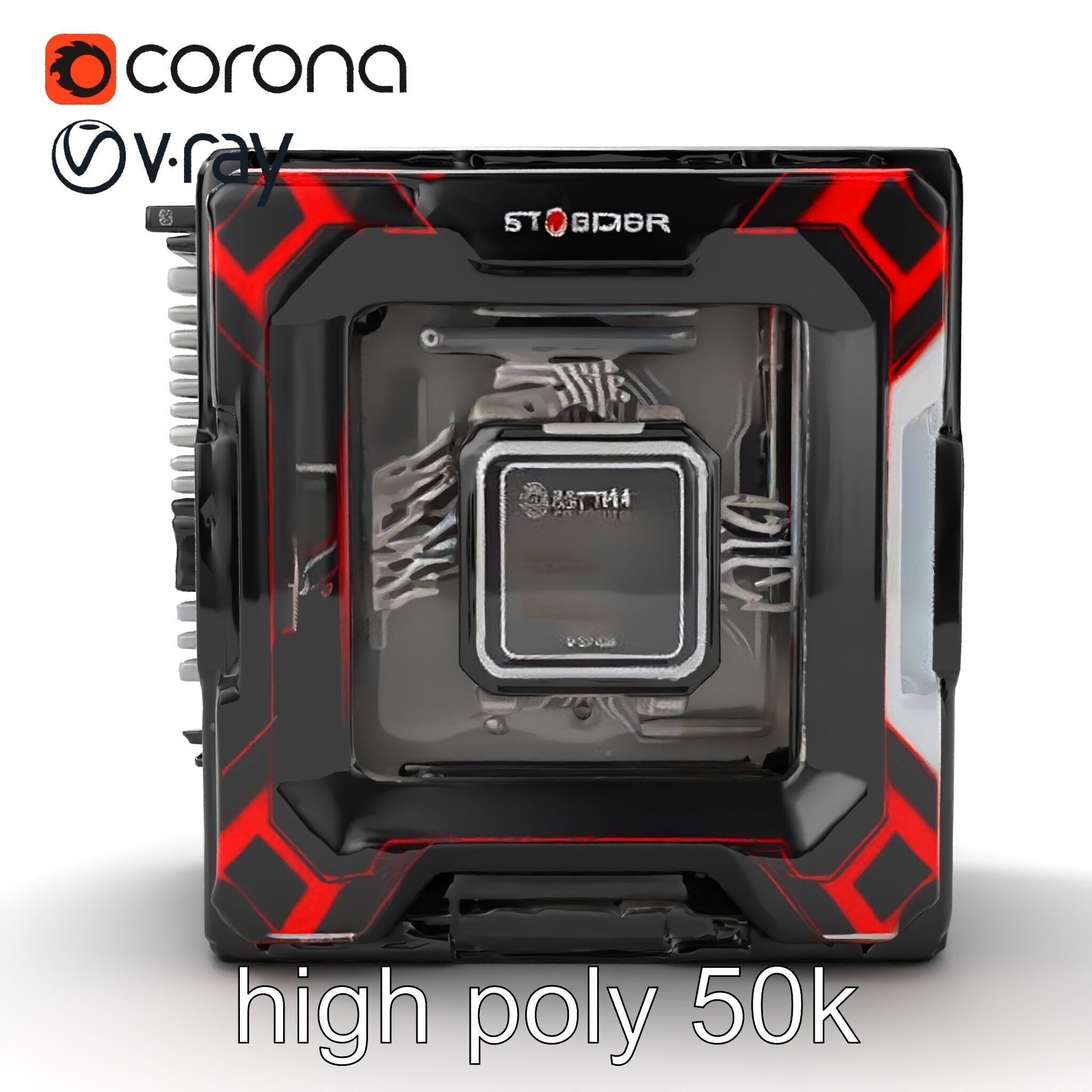 High-Performance CPU with Transparent Casing model pack Low-poly 3D model_18