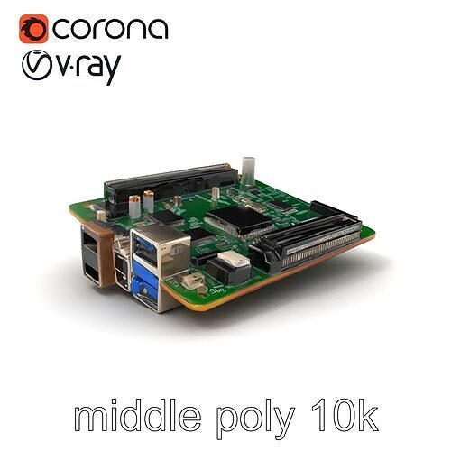 Fanless Industrial Motherboard Robust PCB Model Pack Low-poly 3D model