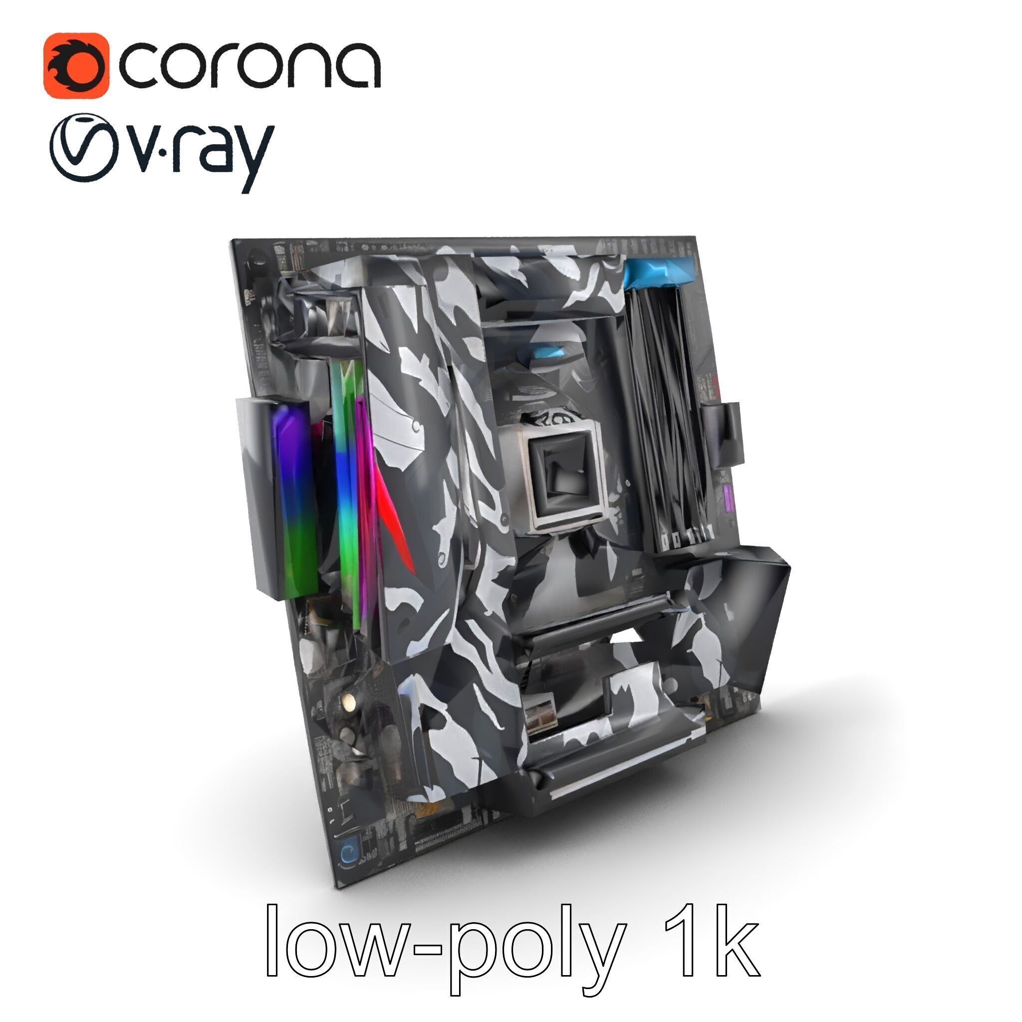 Mainstream ATX Digital Camouflage RGB model pack Low-poly 3D model_5