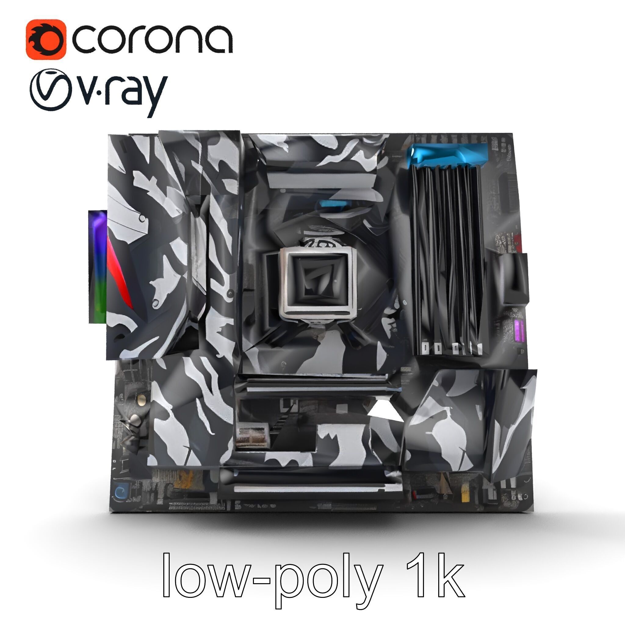 Mainstream ATX Digital Camouflage RGB model pack Low-poly 3D model_28