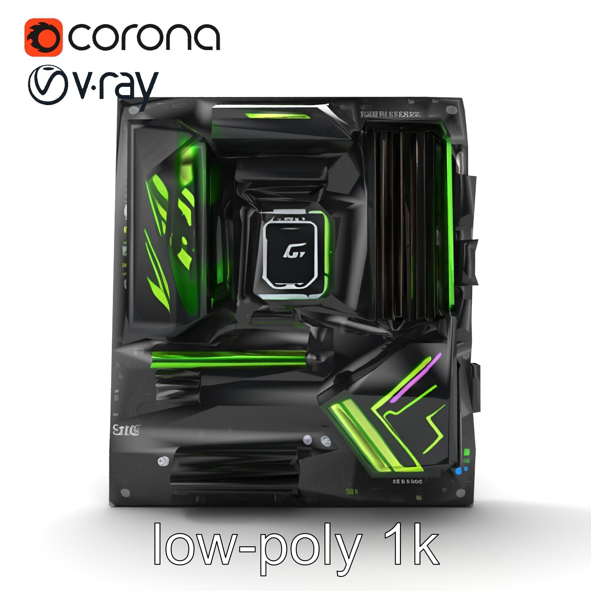 E-sports Optimized Gaming Motherboard Model Pack Low-poly 3D model_16