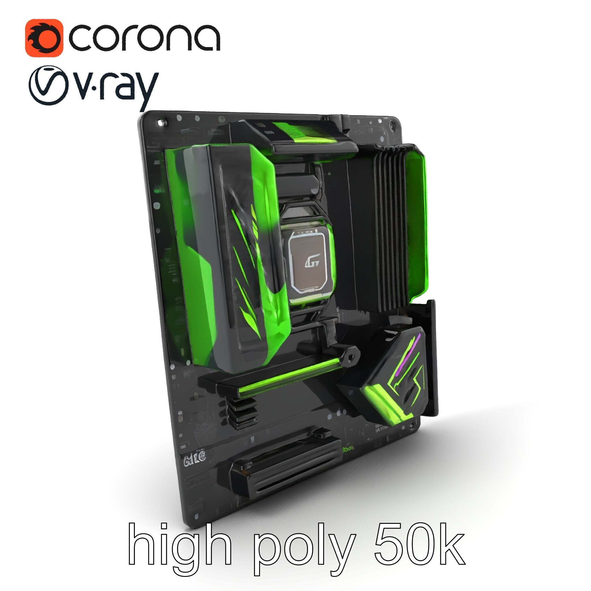 E-sports Optimized Gaming Motherboard Model Pack Low-poly 3D model_2