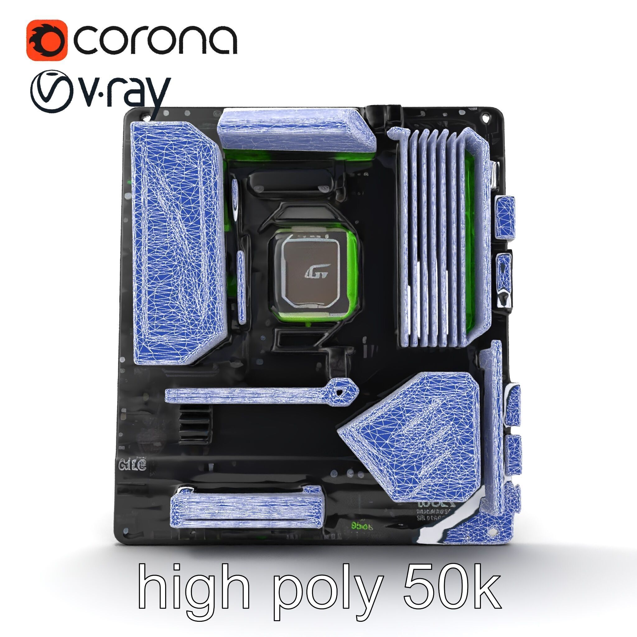 E-sports Optimized Gaming Motherboard Model Pack Low-poly 3D model_32