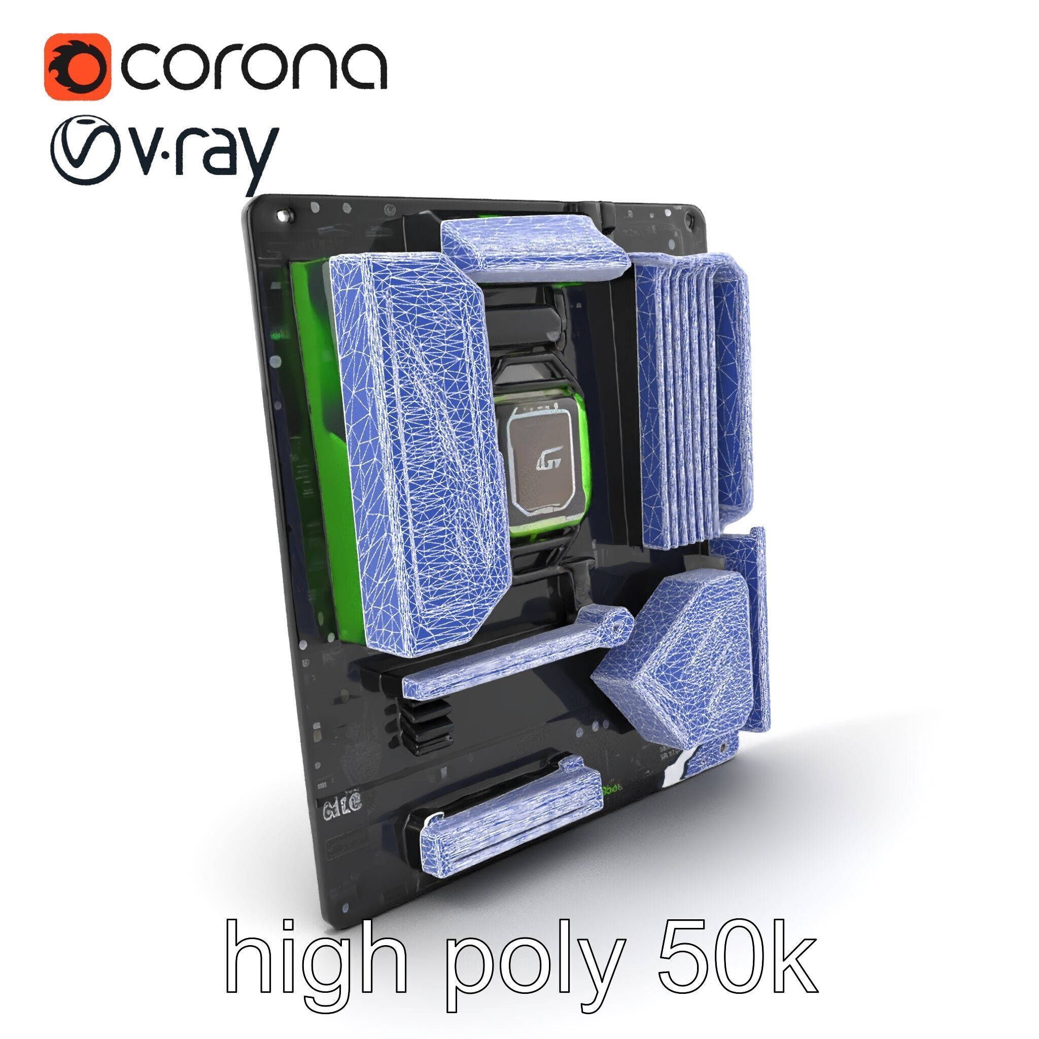 E-sports Optimized Gaming Motherboard Model Pack Low-poly 3D model_10