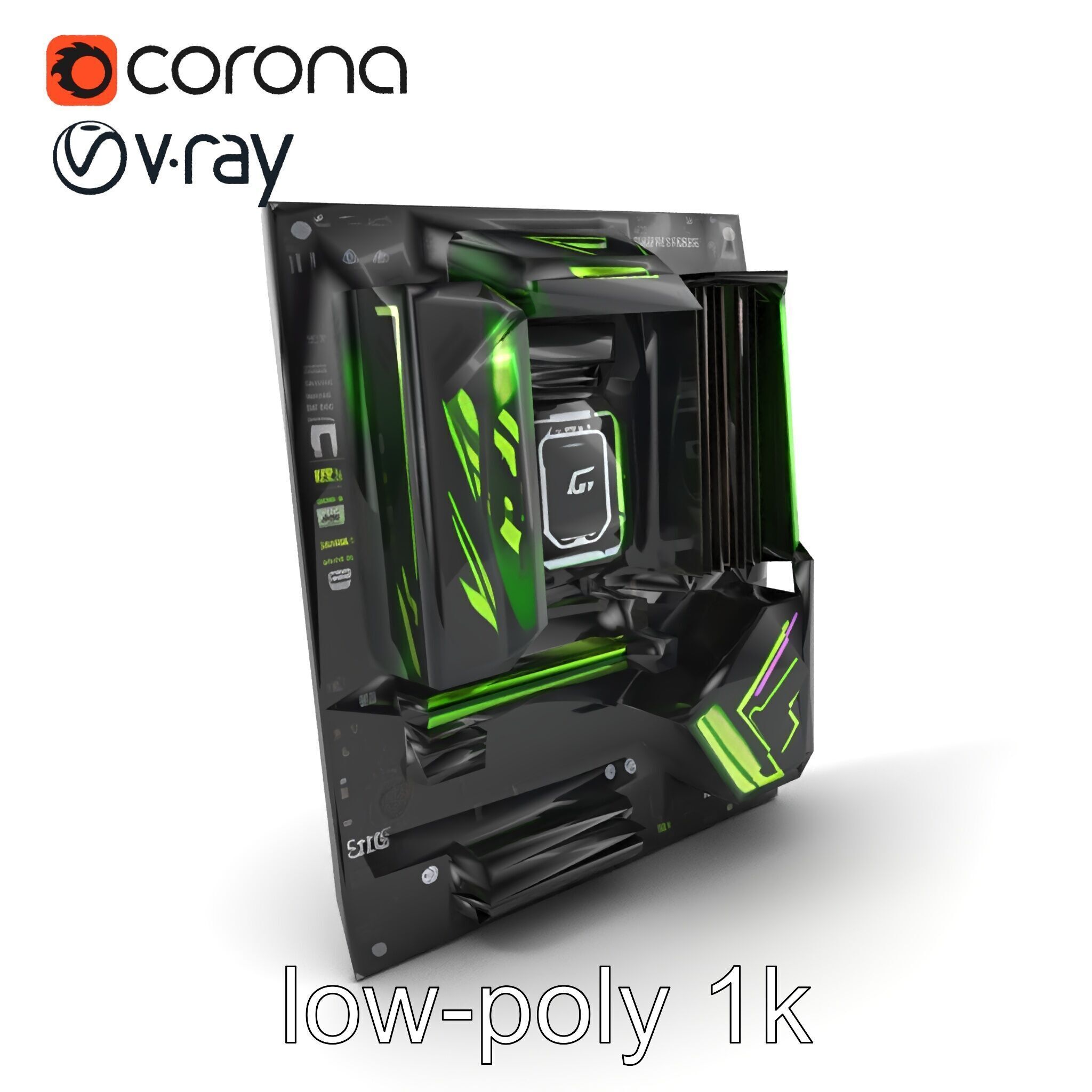 E-sports Optimized Gaming Motherboard Model Pack Low-poly 3D model_5