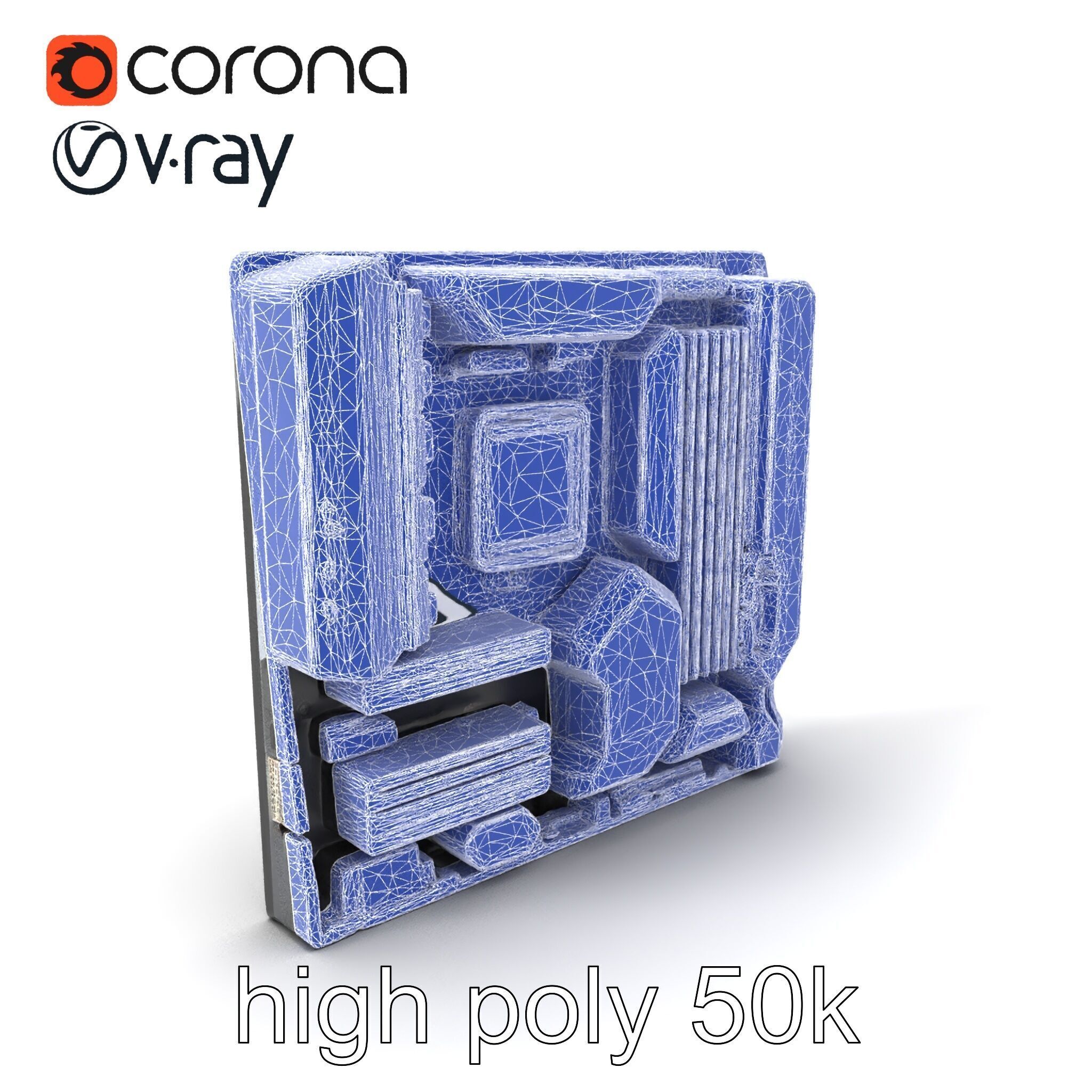 Futuristic Modular Motherboard with VRM Components Model Pack Low-poly 3D model_1