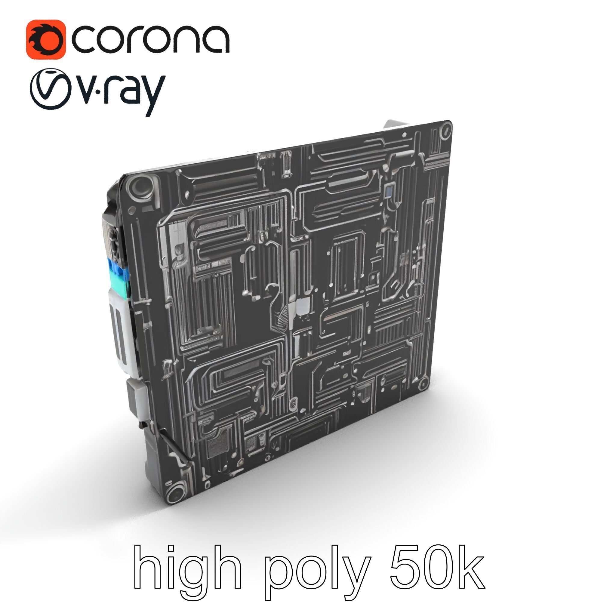 Futuristic Modular Motherboard with VRM Components Model Pack Low-poly 3D model_9