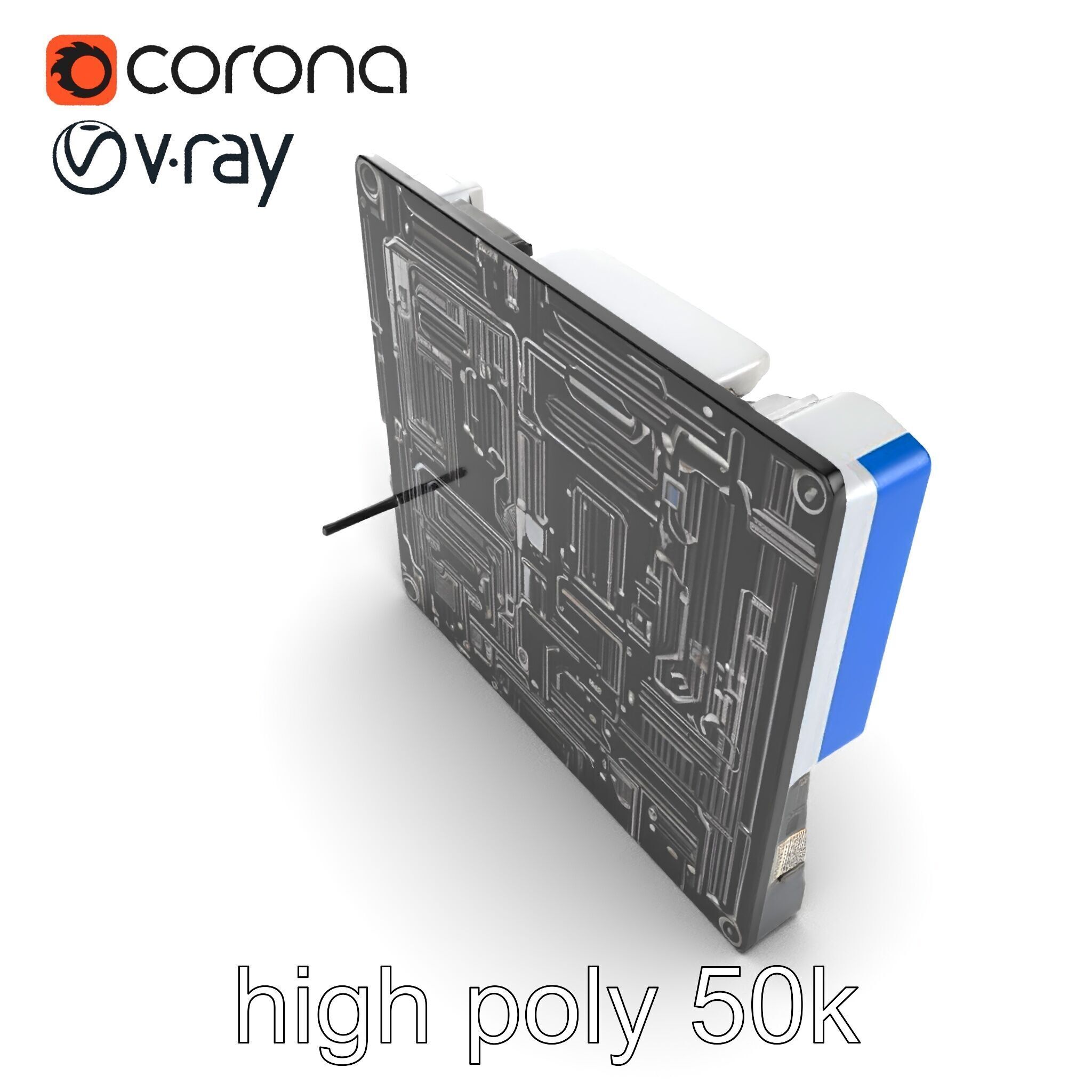 Futuristic Modular Motherboard with VRM Components Model Pack Low-poly 3D model_14