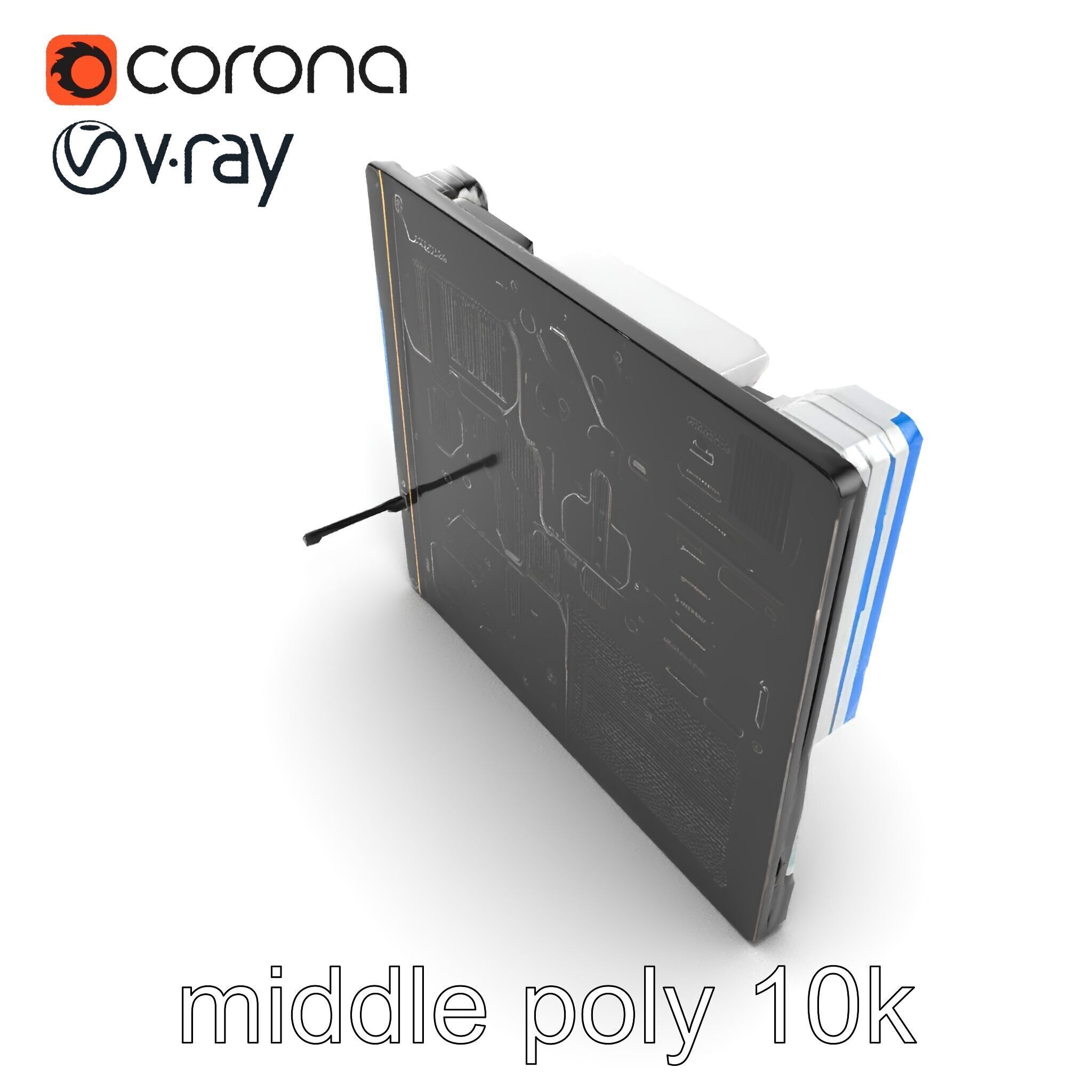 Futuristic Modular Motherboard with VRM Components Model Pack Low-poly 3D model_21