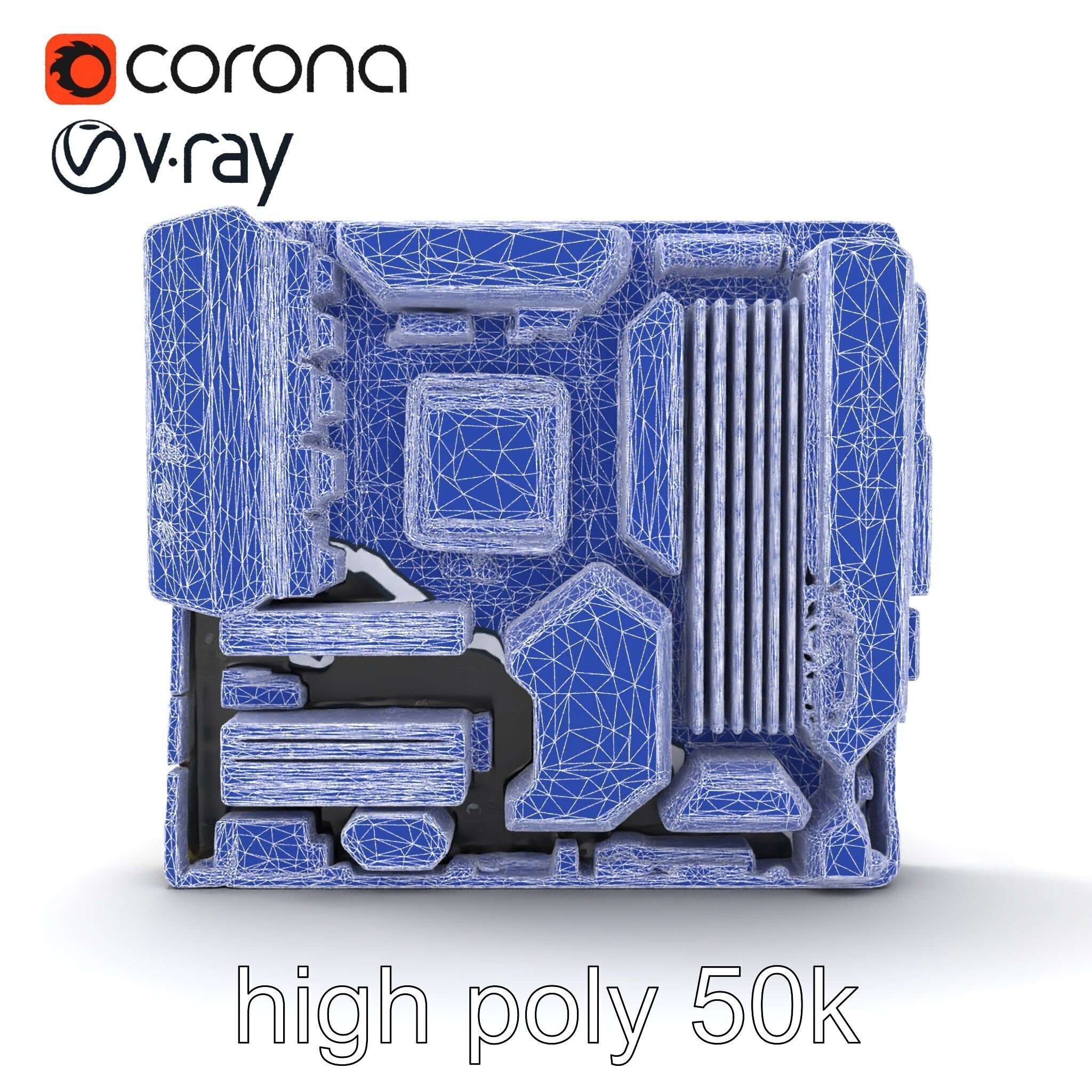 Futuristic Modular Motherboard with VRM Components Model Pack Low-poly 3D model_29