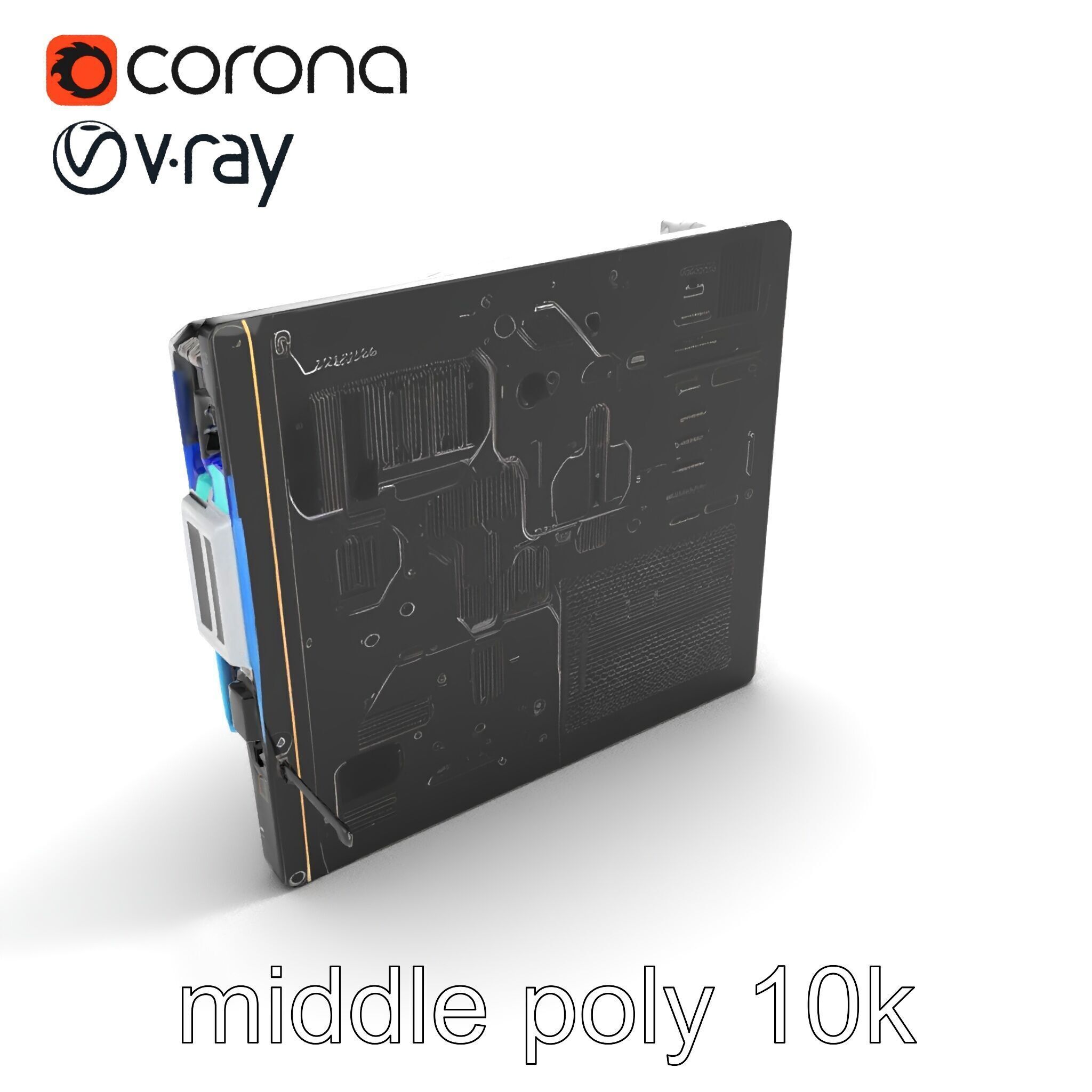 Futuristic Modular Motherboard with VRM Components Model Pack Low-poly 3D model_7