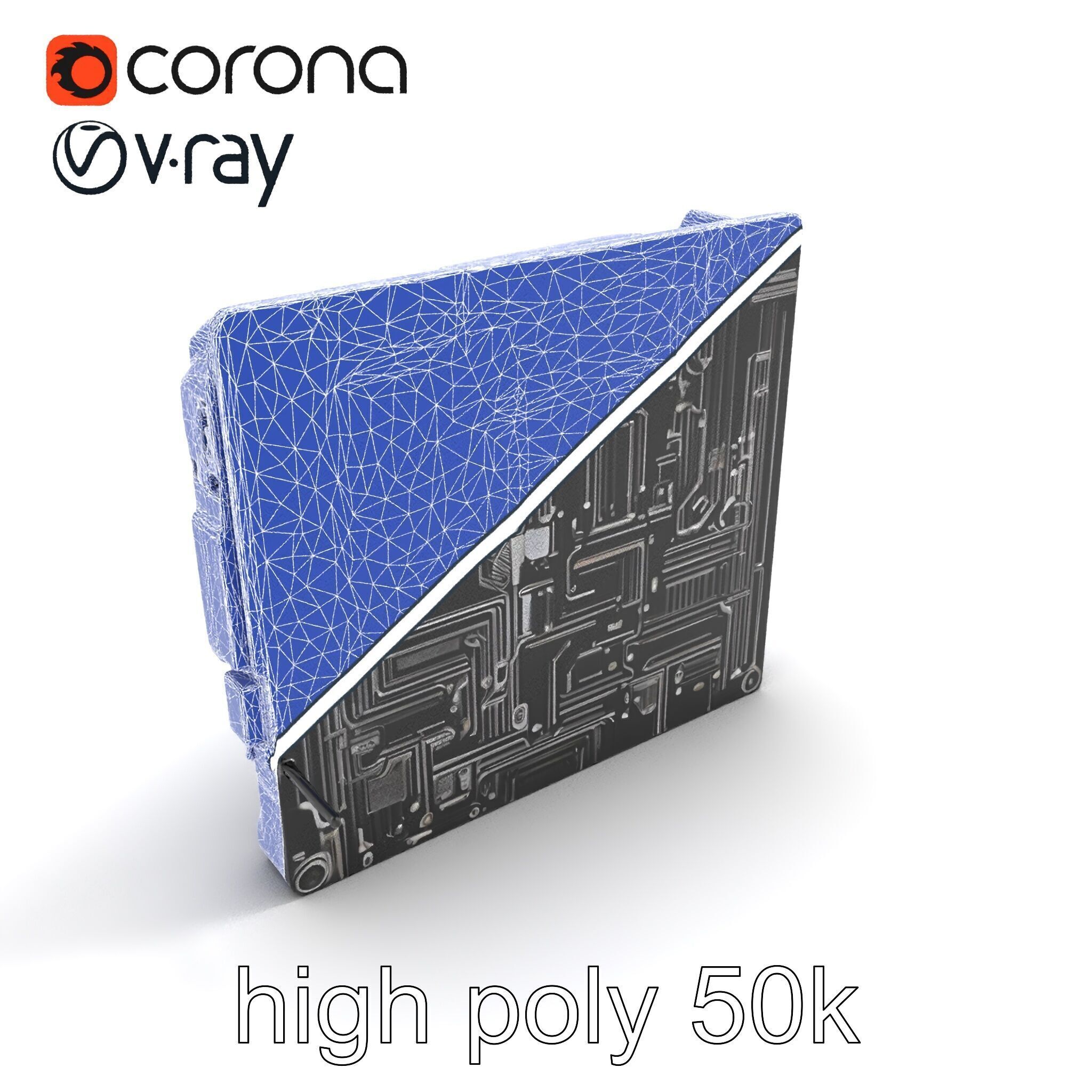 Futuristic Modular Motherboard with VRM Components Model Pack Low-poly 3D model_19