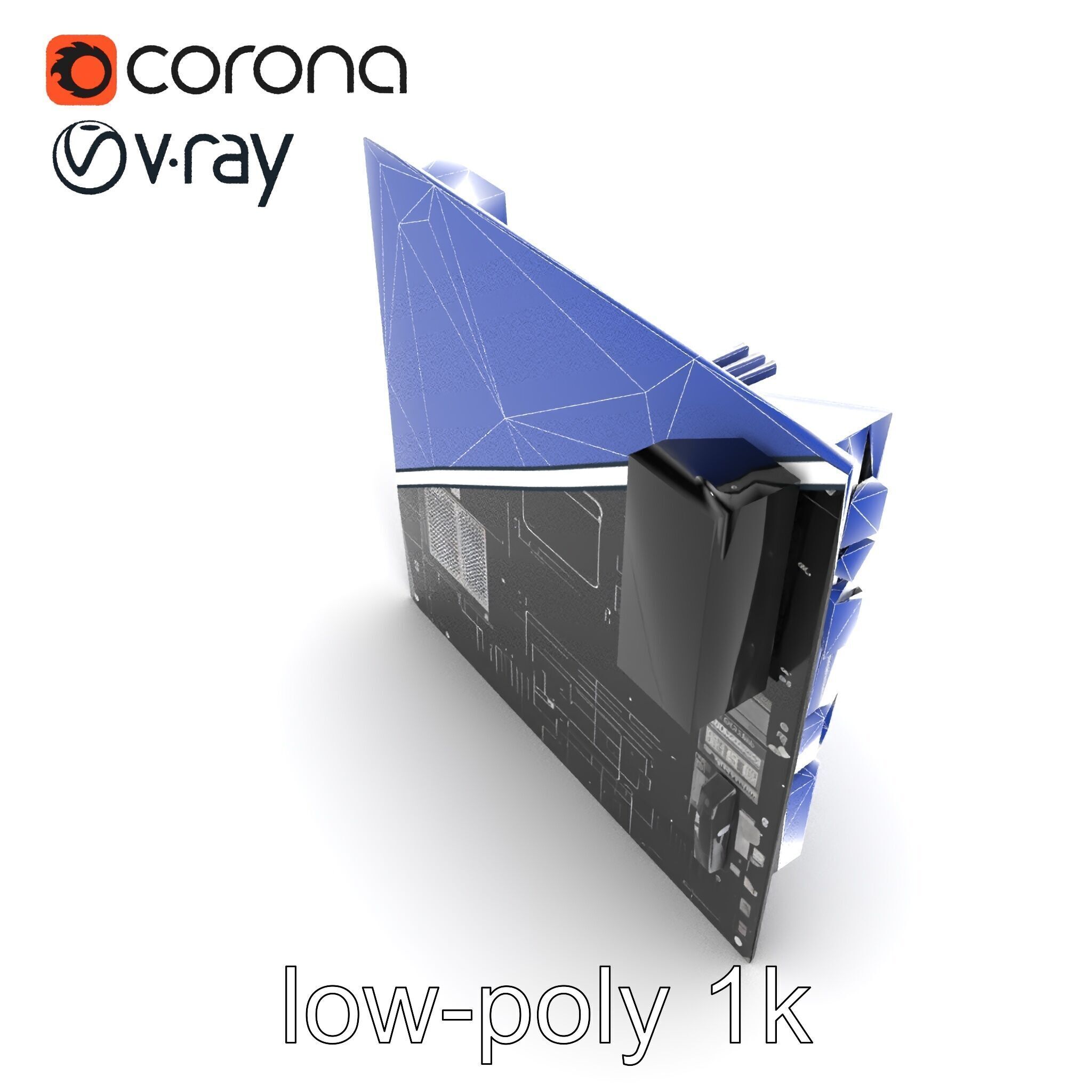 Compact HTPC Motherboard Model Pack with Black Silver Design Low-poly 3D model_30