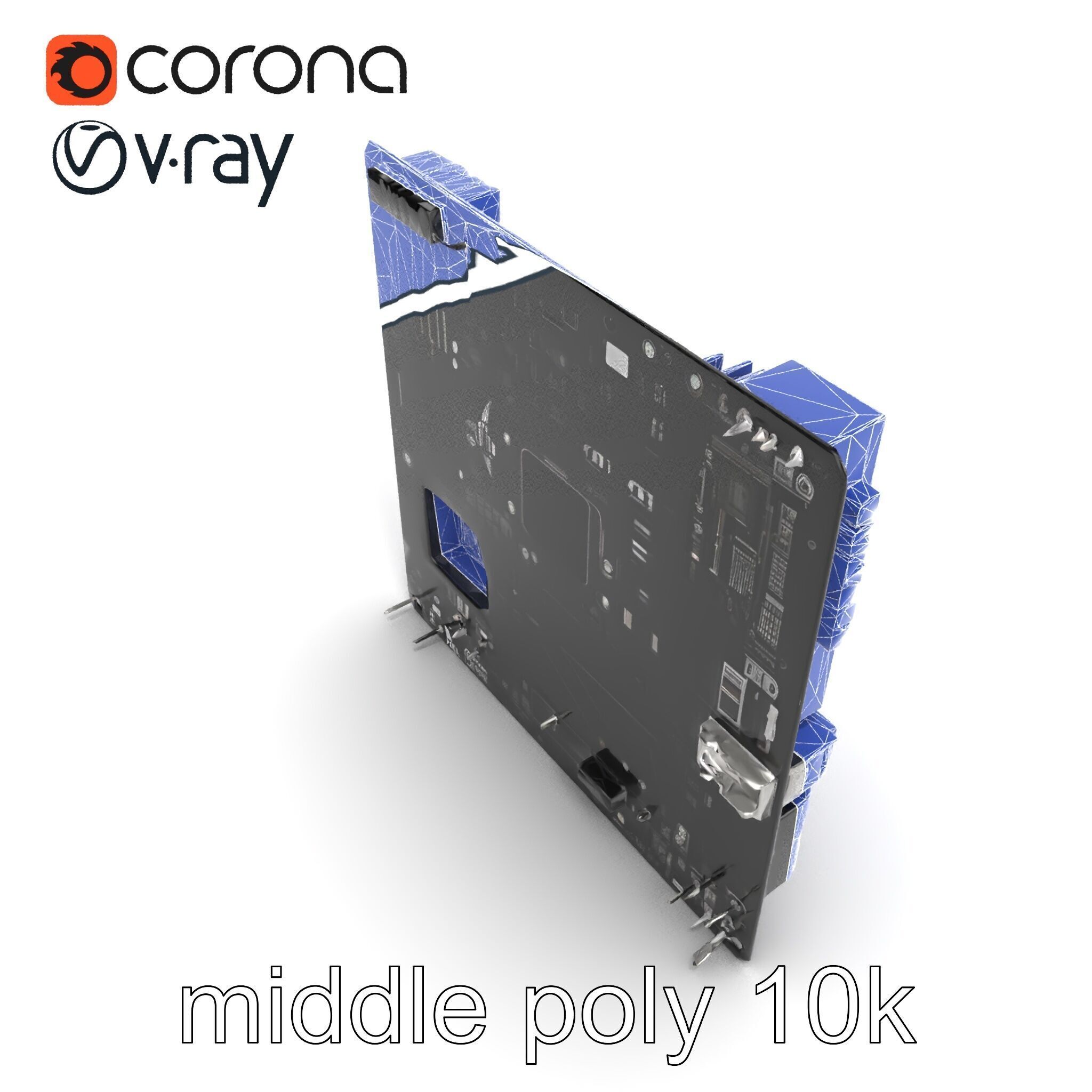 Compact HTPC Motherboard Model Pack with Black Silver Design Low-poly 3D model_16