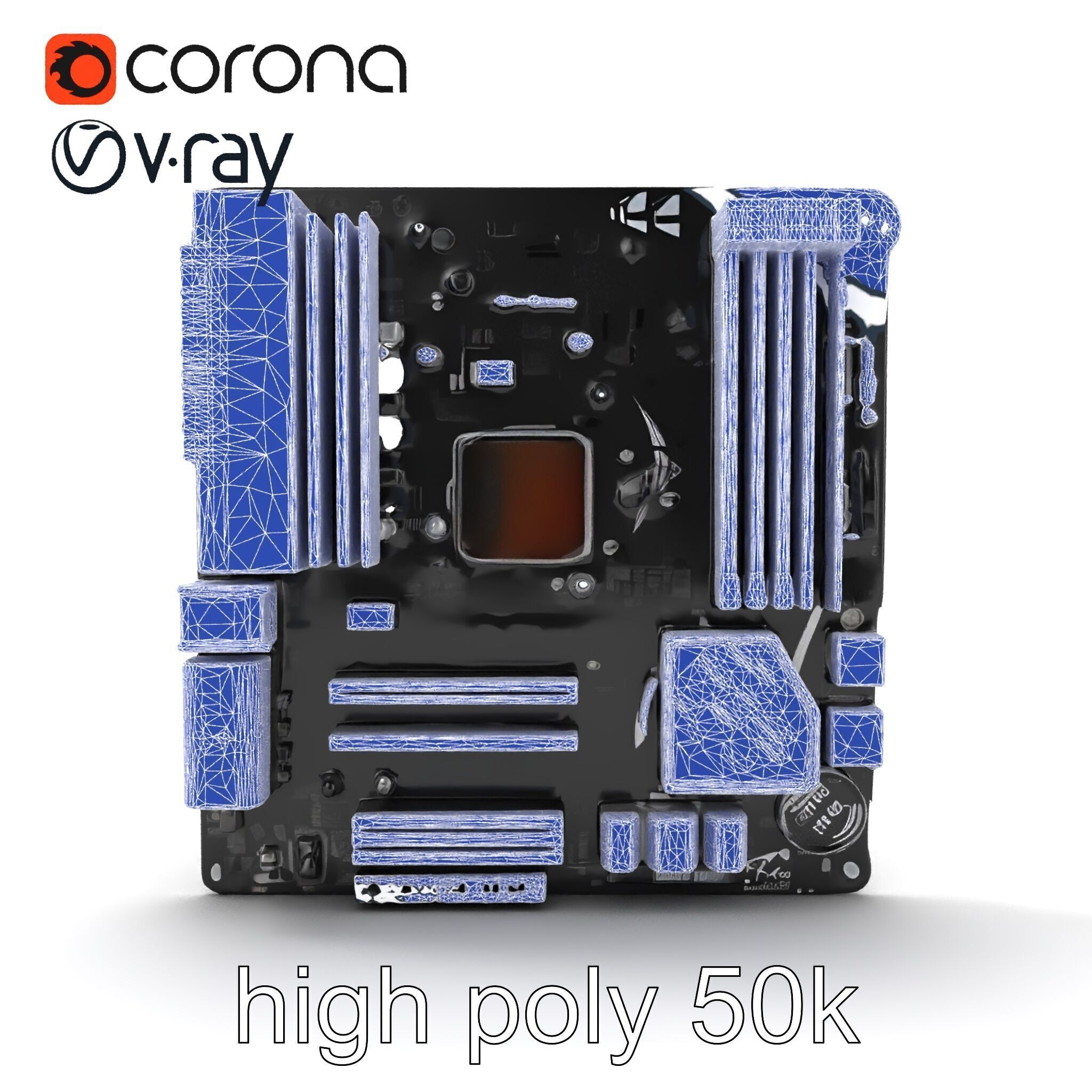 Compact HTPC Motherboard Model Pack with Black Silver Design Low-poly 3D model_19