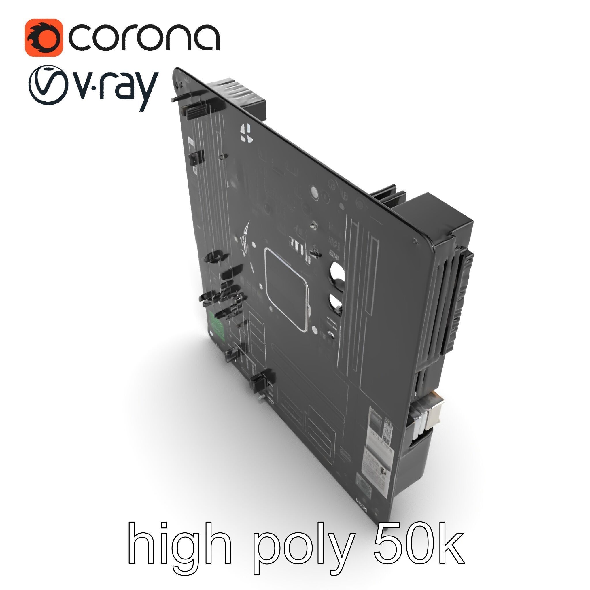 Compact HTPC Motherboard Model Pack with Black Silver Design Low-poly 3D model_20