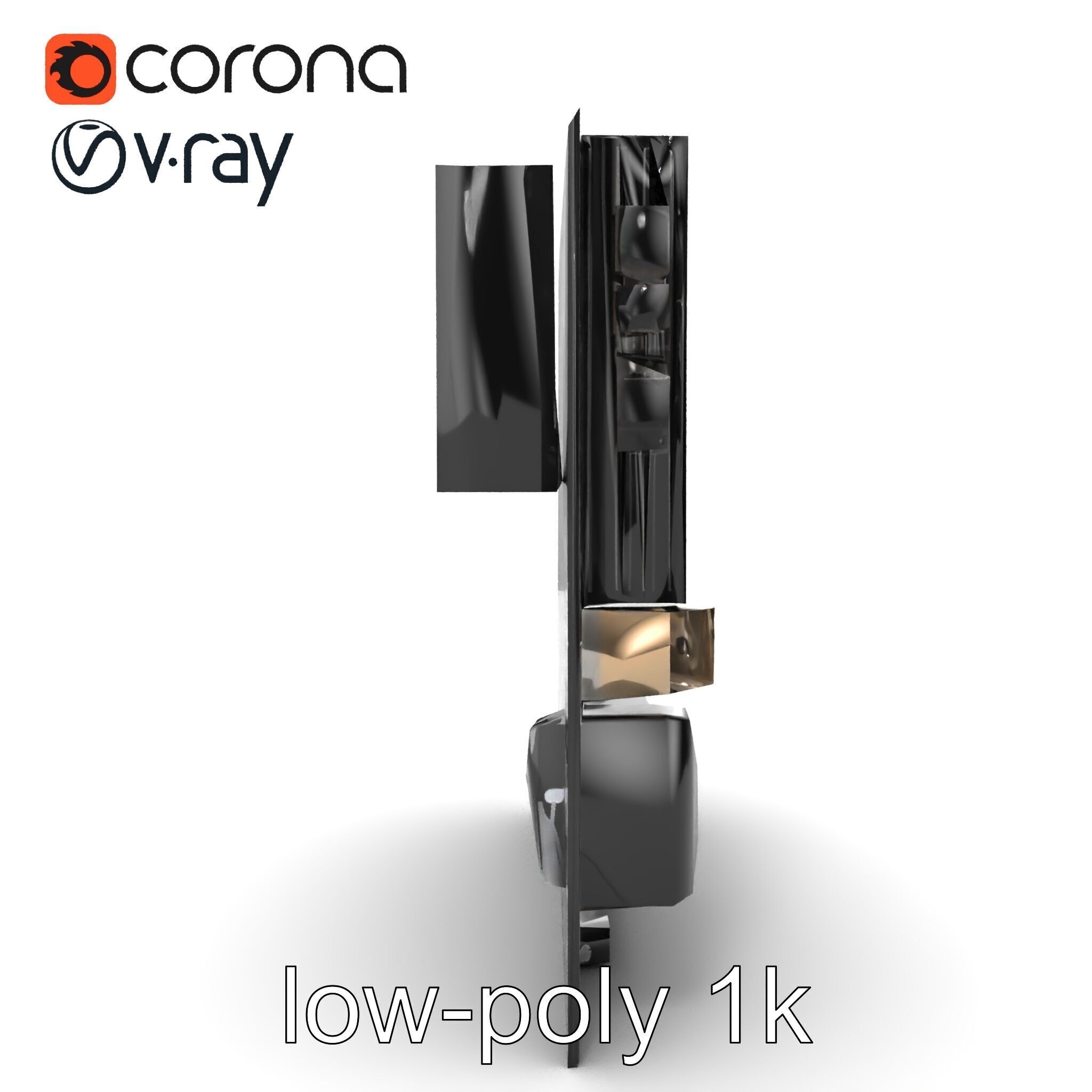 Compact HTPC Motherboard Model Pack with Black Silver Design Low-poly 3D model_14