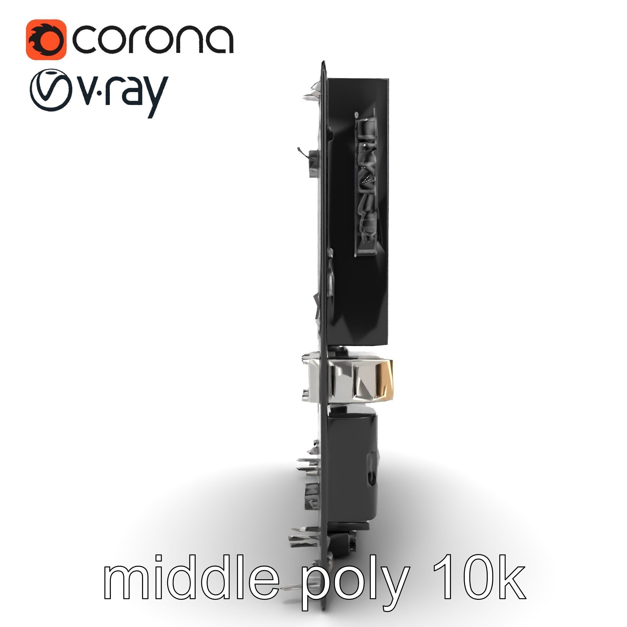 Compact HTPC Motherboard Model Pack with Black Silver Design Low-poly 3D model_22