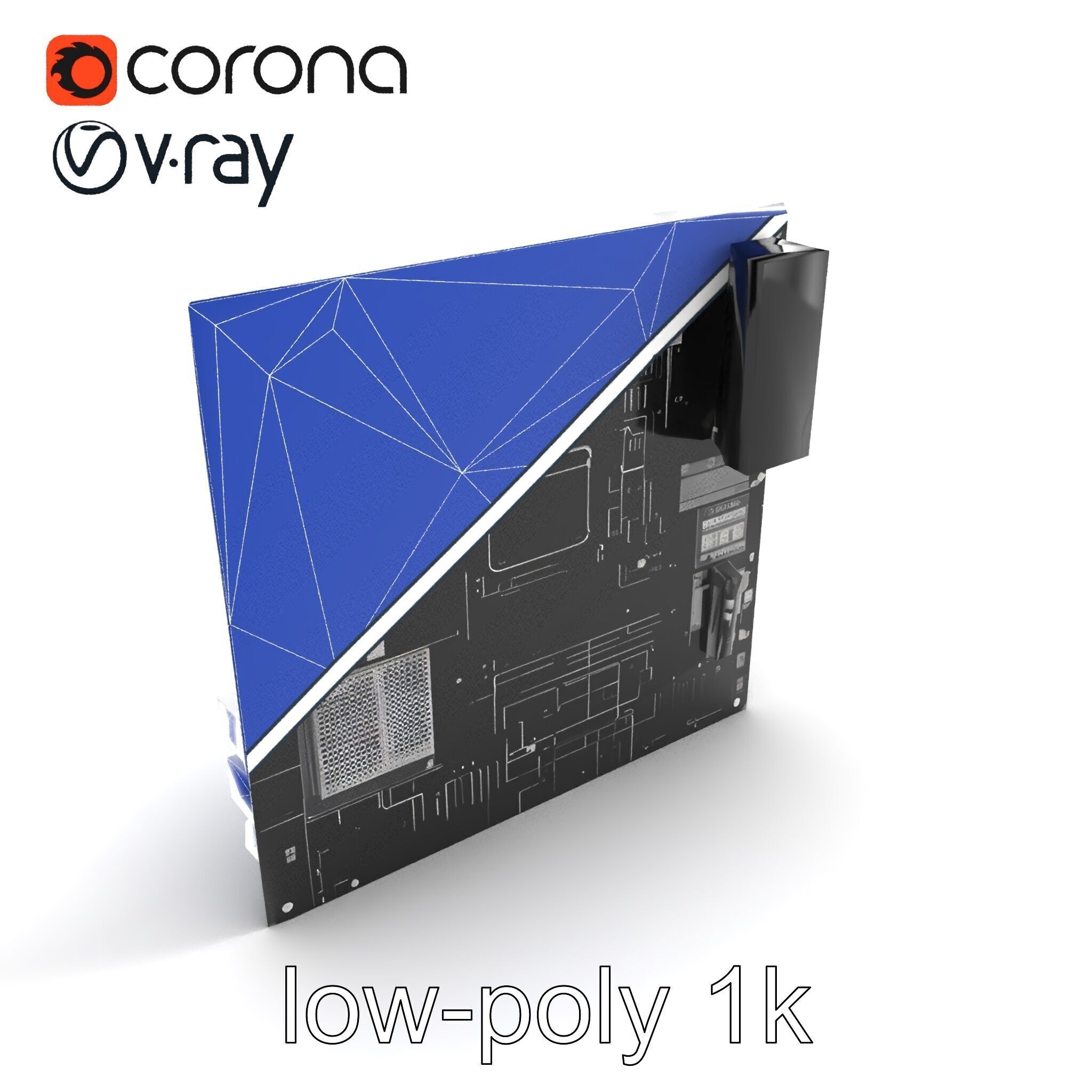 Compact HTPC Motherboard Model Pack with Black Silver Design Low-poly 3D model_11