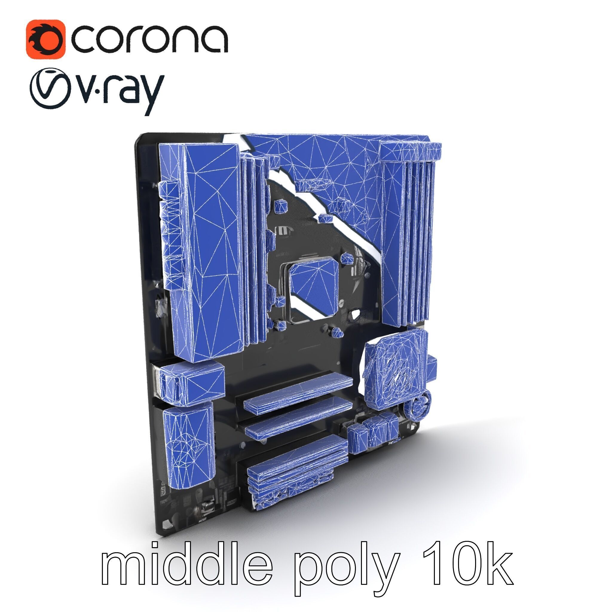 Compact HTPC Motherboard Model Pack with Black Silver Design Low-poly 3D model_6