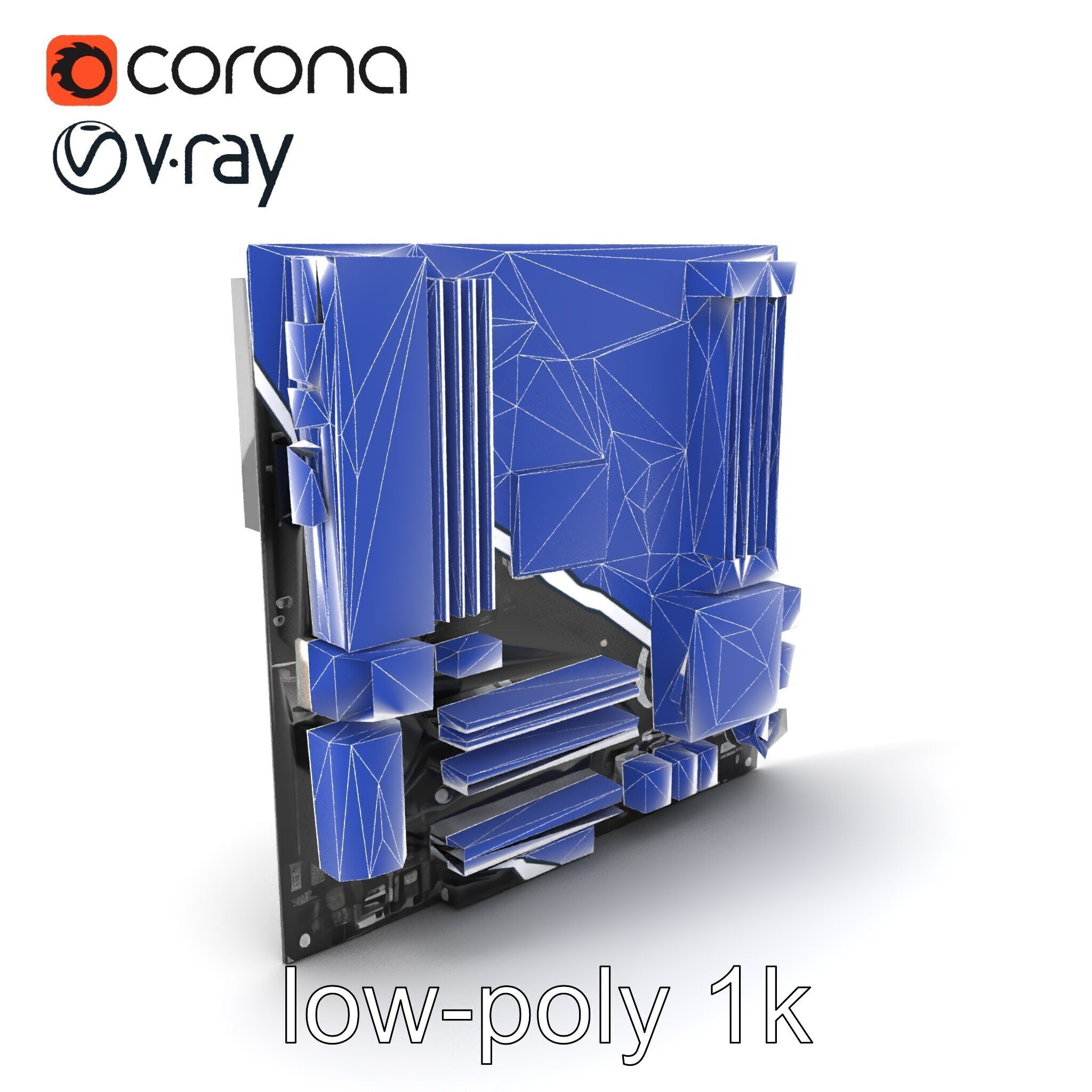 Compact HTPC Motherboard Model Pack with Black Silver Design Low-poly 3D model_7